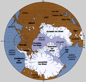 Ice Age Maps showing the extent of the ice sheets